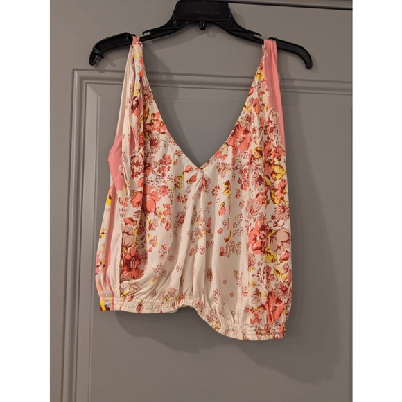 Women's Free People Floral Tank Top S White Pink - Picture 2 of 7